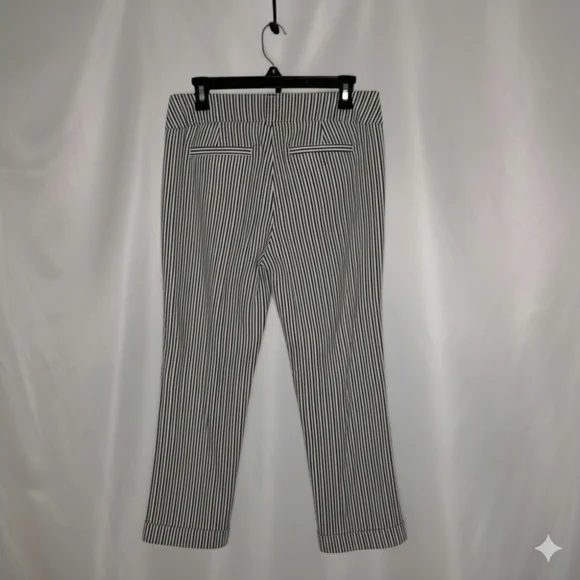 Tribal Black and White Striped Capris Women's Size 12 #52 - Picture 2 of 9